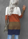 Colorblock Longline Pocketed  Cardigan