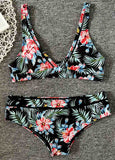 Floral Printed High Waist Bikini Set