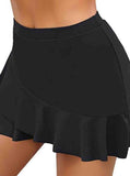 Black High Waisted Layered Swim Skirt