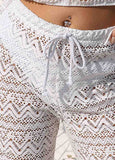 High Waisted Lace White Tie Front Beach Pants