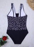 Dot Print Strap V-Neck Sexy One-piece Swimsuits - soofoom.com