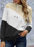 Contrast Kangaroo Pocket Drawstring Detail Hoodie