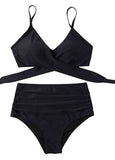 High Waist  Bandage Bikini Set