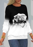 Flower Print Round Neck Sweatshirt