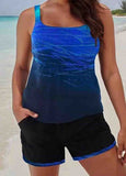 Ombre Blue Flared Tankini Set