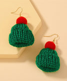 Wool & Goldtone Hat Drop Earrings