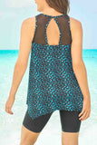 Printed  Mesh-Inset Tankini Sst