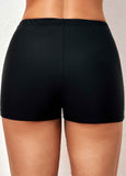 Mid Waisted Elastic Detail Swimwear Shorts