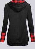 Plaid Stitched Long Sleeve Hoodie