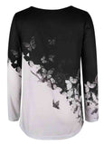 Quarter Zip Multi Color Butterfly Print T Shirt