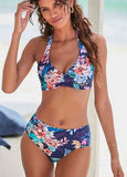 Halter Floral Printed Bikinis Swimwear