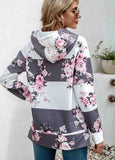 Striped Flower Print Long Sleeve Hoodie