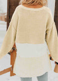 Splicing Buttoned Knitted Sweater