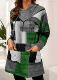 Plaid Pocket Long Sleeve Hoodie