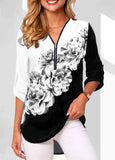 V Neck Quarter Zip Blouse