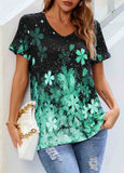 Contrast V Neck  T Shirt