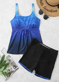 Ombre Blue Flared Tankini Set