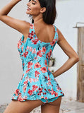 Floral Print V-neck Tankini Set