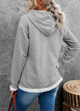 Solid Hoodie with Lace Trims