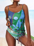 Retro Print Strap  Boho Tankinis Swimsuits