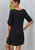 Button Front Roll up Tab Sleeve Dress