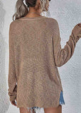 Knit Loose-Fit Notch Neck Sweater