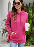 Split Solid Long Sleeve Fleece  Hoodie