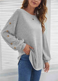 Button-Accent Long-Sleeve Hem Top