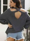 Solid Criss Cross Back Long Sleeve Sweater