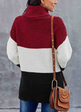 Turtleneck Color Block Pullover Sweater