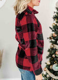 Plaid Print 1/4 Zip Turn-down Collar Sweatshirt