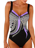 Floral Strap Sexy Plus Size One-piece Swimsuits - soofoom.com