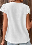 Lace Short Sleeve V Neck Blouse