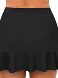 Black High Waisted Layered Swim Skirt