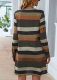 Stripe Pocket Long-Sleeve Dress