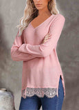 Stitched Lace Knit Sweatshirt