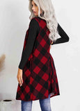 Plaid Asymmetric Sleeveless Cardigan