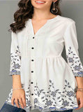 Printed Pleated Shirt Blouse