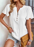 Split Neck   T-Shirt