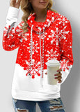 Print Drawstring Christmas Sweatshirt