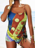 Retro Print Strap  Boho Tankinis Swimsuits