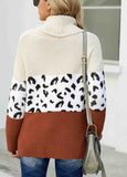 Turtleneck Splicing Chunky Knit Pullover Sweater