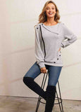 Solid Button Lapel Knit Sweater