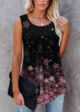 Floral Print Round  Neck  Tank Top