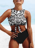 Leopard Print Strappy High Waist Bikini