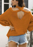 Solid Criss Cross Back Long Sleeve Sweater