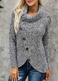 Buttoned Wrap Turtleneck Sweater