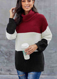 Turtleneck Color Block Pullover Sweater