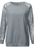 Sequin Stitched Crew Neck Sweatshirt