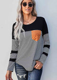 Stripe Pocket Long-Sleeve Top